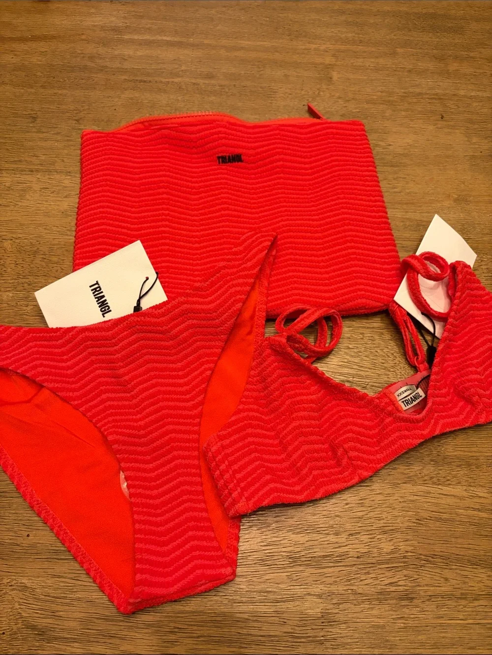 New Triangl MAIA - MATO RED TERRY TOWELLING SCOOP BIKINI SET
